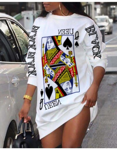 Replica  Casual Poker Printing Long Sleeve Dress Long Sleeve Crew Neck #793871 $31.02 USD for Wholesale