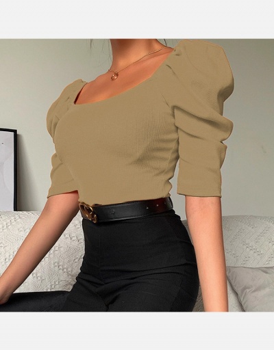 Replica Spring Casual Square Neck Puff Sleeve Top Half Sleeve Square Neck #793873 $15.15 USD for Wholesale