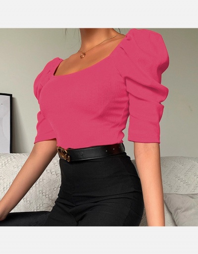 Replica Spring Casual Square Neck Puff Sleeve Top Half Sleeve Square Neck #793873 $15.15 USD for Wholesale