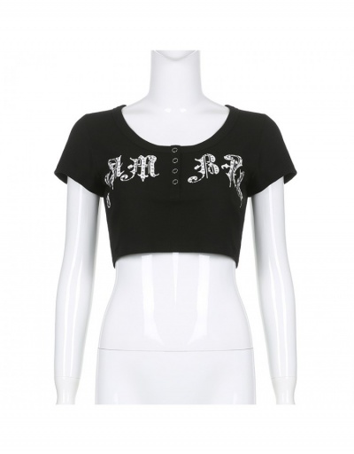 Replica Summer Printing Short Sleeve Crop Top Short Sleeve Crew Neck #793879 $17.35 USD for Wholesale