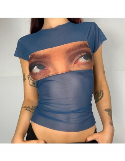 Replica  See Through Printing Short Sleeve T Shirt Short Sleeve Cowl Neck #793889 $18.90 USD for Wholesale