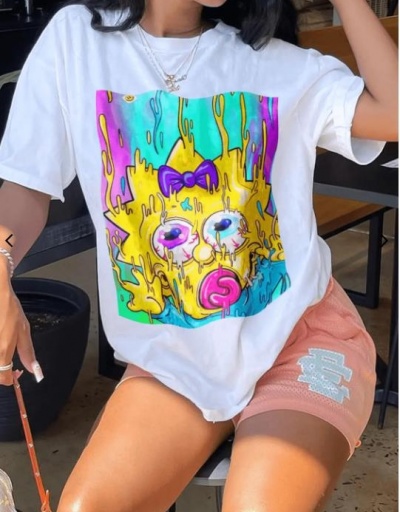 Sponge Bob Graphic Stylish White T Shirts For Women Short Sleeve Crew Neck #793901 $15.76 USD, Wholesale Fashion T-Shirts