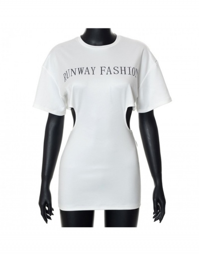 Replica Letter Printed Hollowed Out Short Sleeve T-Shirt Short Sleeve Crew Neck #793911 $17.37 USD for Wholesale