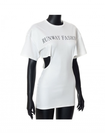 Replica Letter Printed Hollowed Out Short Sleeve T-Shirt Short Sleeve Crew Neck #793911 $17.37 USD for Wholesale