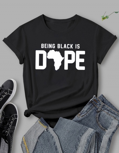 Replica Stylish Latest Black Printed T Shirts For Women Short Sleeve Crew Neck #793919 $15.15 USD for Wholesale