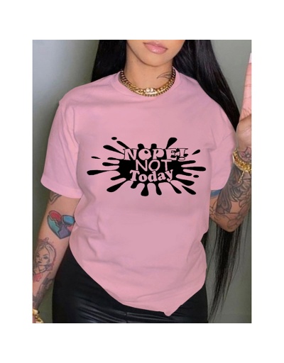 Pink Printed Short Sleeve T Shirts For Women Short Sleeve Crew Neck #793923 $16.36 USD, Wholesale Fashion T-Shirts