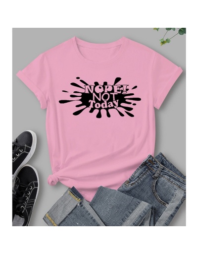 Replica Pink Printed Short Sleeve T Shirts For Women Short Sleeve Crew Neck #793923 $16.36 USD for Wholesale