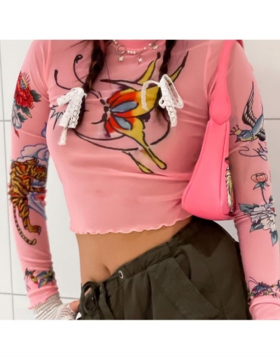 Replica See Through Pink Long Sleeve Cropped T Shirts Long Sleeve O Neck #793927 $17.23 USD for Wholesale