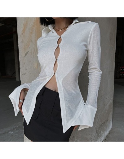  Summer Solid Color Long Sleeve Cardigan Top Long Sleeve Turndown Collar #793929 $25.68 USD, Wholesale Fashion T-Shirts