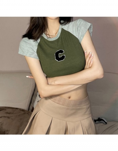 Replica  Fashion Contrast Color Letter Round Neck Navel T-Shirt Short Sleeve Crew Neck #793931 $16.28 USD for Wholesale