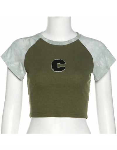 Replica  Fashion Contrast Color Letter Round Neck Navel T-Shirt Short Sleeve Crew Neck #793931 $16.28 USD for Wholesale