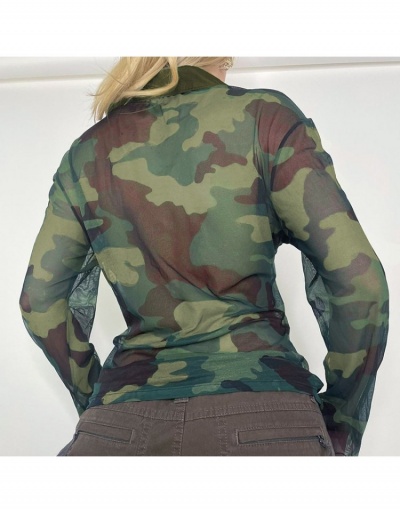 Replica Fashion Camouflage Zipper Up Long Sleeve Top Long Sleeve Turndown Collar #793938 $20.00 USD for Wholesale