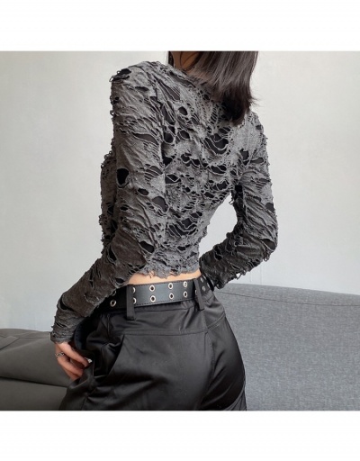 Replica  Rock Retro Knitting Hollowed Out Long Sleeve Top Long Sleeve V Neck #793943 $18.66 USD for Wholesale