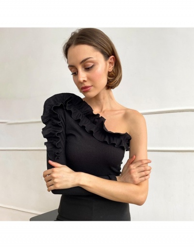 Replica Ladies One Shoulder Patchwork Fitted Tops Long Sleeve Inclined Shoulder #793952 $16.28 USD for Wholesale