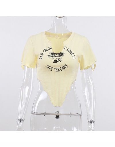 Replica  Fashion Letter Printing Irregular T Shirt Short Sleeve V Neck #793979 $20.23 USD for Wholesale