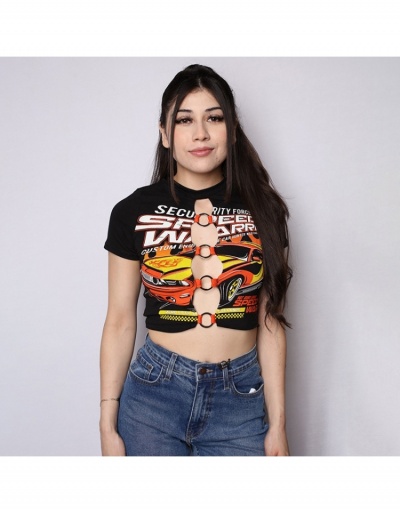 Replica  Sexy Hollowed Out Printing T-Shirt Short Sleeve Crew Neck #794001 $21.17 USD for Wholesale