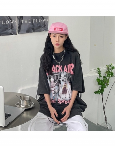  American Retro Letter Printing Women's Fashion T-Shirt Half Sleeve Crew Neck #794013 $17.45 USD, Wholesale Fashion T-Shirts