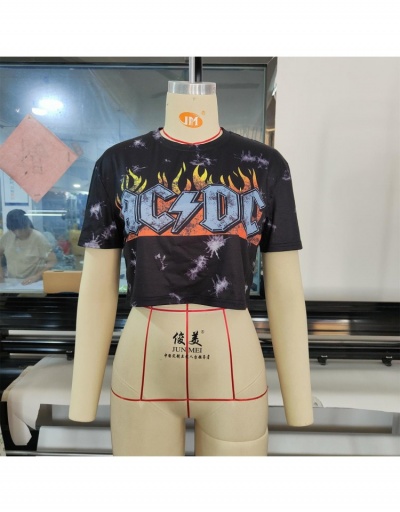 Replica  Street Fashion Letter Printed Short Sleeve Crop Top Short Sleeve Crew Neck #794019 $15.23 USD for Wholesale