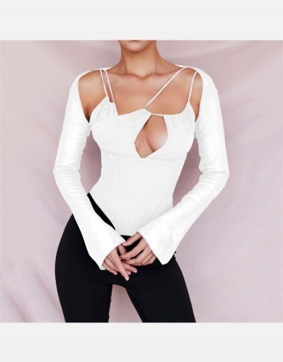 Replica  Sexy Hollow Out Gauze Irregular T Shirt  Long Sleeve #794026 $16.85 USD for Wholesale