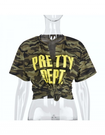 Replica Camouflage  Letter Printed Summer T Shirts Short Sleeve V Neck #794036 $19.29 USD for Wholesale