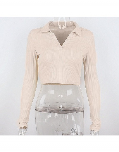 Replica  Sexy Slim Long Sleeve Crop Top Long Sleeve V Neck #794048 $14.04 USD for Wholesale