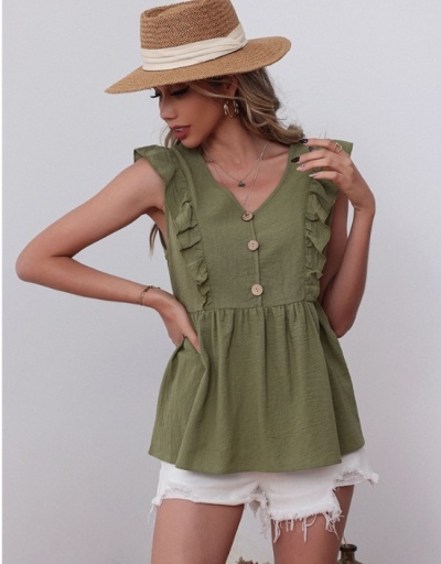 Replica Patchwork Summer Beach Solid Women Tops Sleeveless V Neck #794062 $24.89 USD for Wholesale