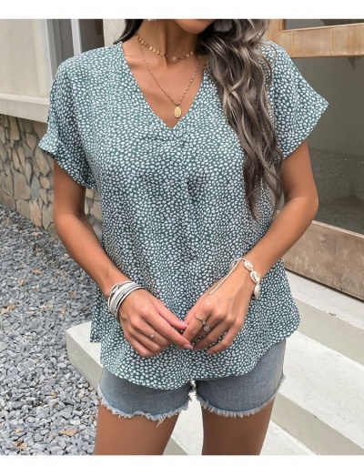 Loose V Neck Short Sleeve Women Blouse Short Sleeve V Neck #794063 $20.28 USD, Wholesale Fashion Blouses