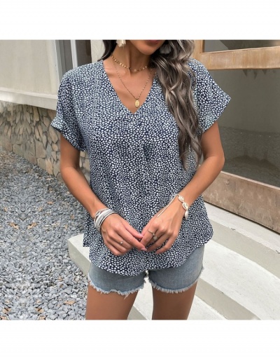 Replica Loose V Neck Short Sleeve Women Blouse Short Sleeve V Neck #794063 $20.28 USD for Wholesale