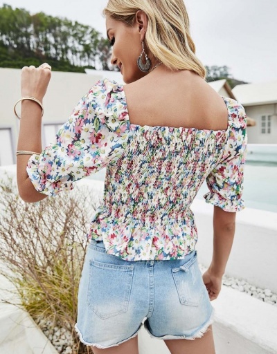 Replica  Summer Sweet Floral Women's Short Sleeve Top Short Sleeve Square Neck #794073 $19.50 USD for Wholesale