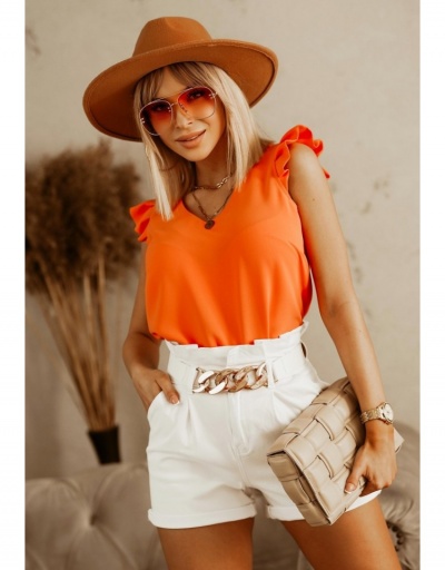 Replica Simple Pure Color Patchwork Women's Short Sleeve Blouse Short Sleeve V Neck #794074 $18.20 USD for Wholesale