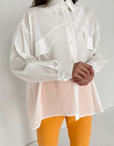 Replica  Summer Pure Color Thin See-through Women's Shirt Long Sleeve Turndown Collar #794080 $31.02 USD for Wholesale