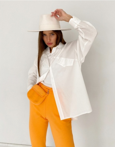 Replica  Summer Pure Color Thin See-through Women's Shirt Long Sleeve Turndown Collar #794080 $31.02 USD for Wholesale