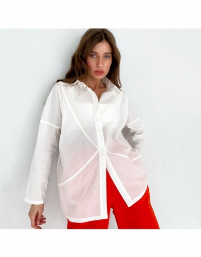 Women Fashion See Through Solid Long Sleeve Shirts Long Sleeve Turndown Collar #794081 $29.25 USD, Wholesale Fashion Blouses