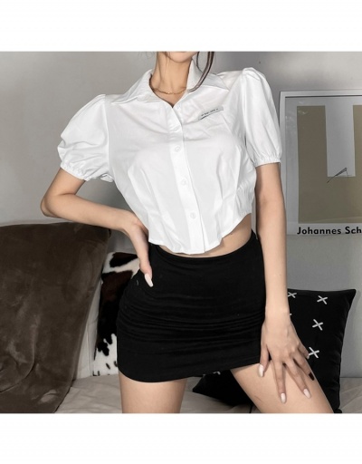  Fashion Trend Women's T Shirt With Puff Sleeve Short Sleeve Turndown Collar #794083 $25.11 USD, Wholesale Fashion Blouses