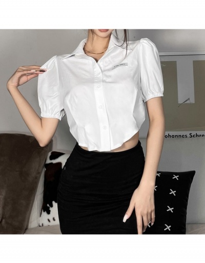 Replica  Fashion Trend Women's T Shirt With Puff Sleeve Short Sleeve Turndown Collar #794083 $25.11 USD for Wholesale