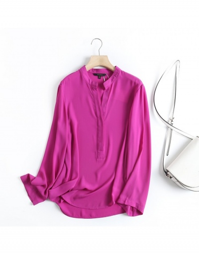 Replica Casual Pure Color Loose Standing Collar Women's Blouse Long Sleeve Lapel #794086 $43.68 USD for Wholesale