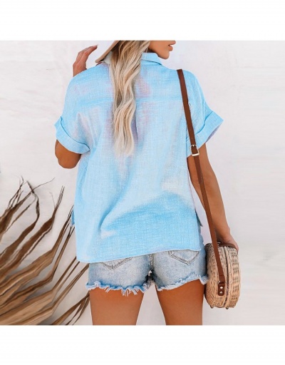 Replica  Summer Pure Color Lapel Short Sleeve Blouses Short Sleeve Lapel,Turndown Collar #794091 $28.08 USD for Wholesale