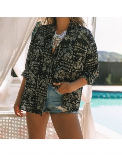 Replica Paisley  Long Sleeve Loose Blouse For Women Long Sleeve Turndown Collar #794093 $23.03 USD for Wholesale