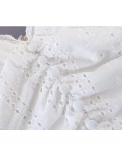 Replica Ladies White Puff Sleeve  V Neck Ruched Cropped Blouse Short Sleeve V Neck #794094 $33.25 USD for Wholesale