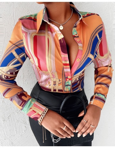 Casual Fashion Printed Long Sleeve Blouses Long Sleeve Turndown Collar #794096 $20.83 USD, Wholesale Fashion Blouses