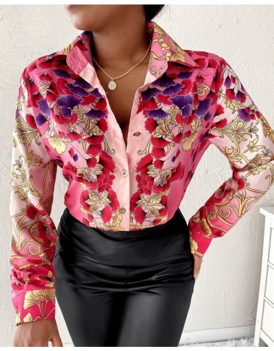 Replica Casual Fashion Printed Long Sleeve Blouses Long Sleeve Turndown Collar #794096 $20.83 USD for Wholesale