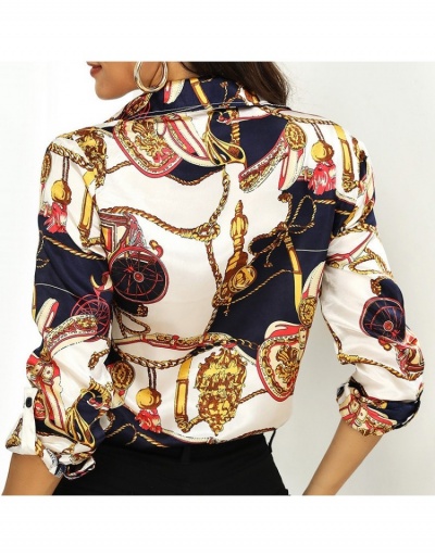 Replica Easy Matching Printed Long Sleeve Blouses Long Sleeve Turndown Collar #794099 $18.59 USD for Wholesale