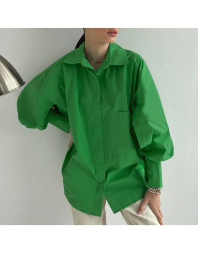  Summer Pure Color Turndown Collar Women's Casual Blouse Long Sleeve Turndown Collar #794100 $28.65 USD, Wholesale Fashion Blouses