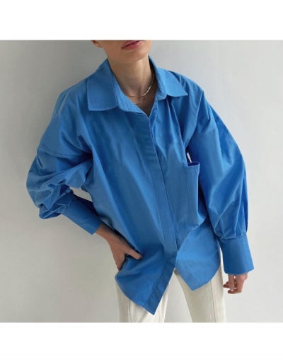 Replica  Summer Pure Color Turndown Collar Women's Casual Blouse Long Sleeve Turndown Collar #794100 $28.65 USD for Wholesale