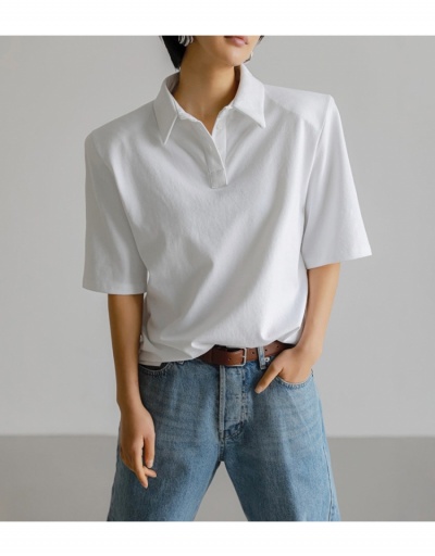  Summer Cotton Pure Color Loose Versatile Casual Shirt Half Sleeve Turndown Collar #794102 $29.71 USD, Wholesale Fashion Blouses