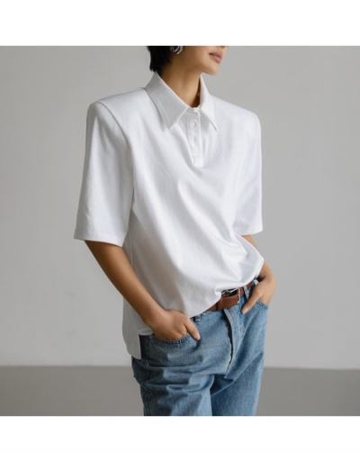 Replica  Summer Cotton Pure Color Loose Versatile Casual Shirt Half Sleeve Turndown Collar #794102 $29.71 USD for Wholesale