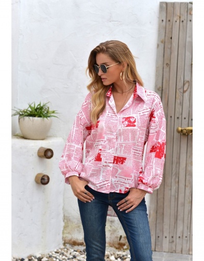 Replica Fashion Letter Printed Long Sleeve Blouses Long Sleeve Turndown Collar #794103 $21.13 USD for Wholesale