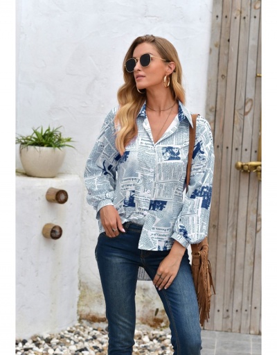 Replica Fashion Letter Printed Long Sleeve Blouses Long Sleeve Turndown Collar #794103 $21.13 USD for Wholesale