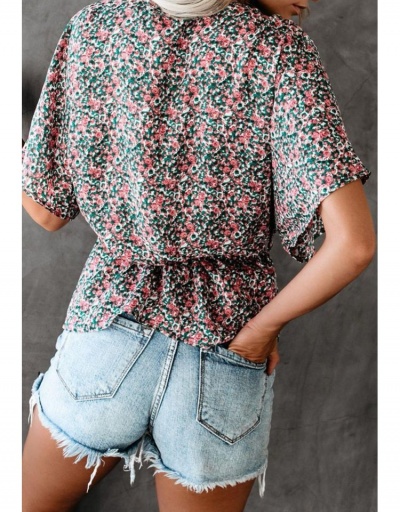 Replica Chiffon Loose Printed Short Sleeve Top  Short Sleeve V Neck #794104 $21.97 USD for Wholesale