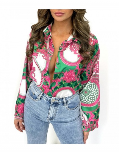 Casual Printing Long Sleeve Blouses Long Sleeve Turndown Collar #794105 $22.43 USD, Wholesale Fashion Blouses